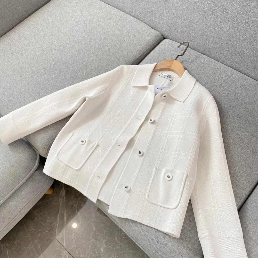 Dior Cream Button-Front Textured Jacket